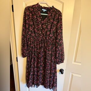 Draper James RSVP Floral Midi Dress – XL – Elastic Waist w/ Tie – NWOT